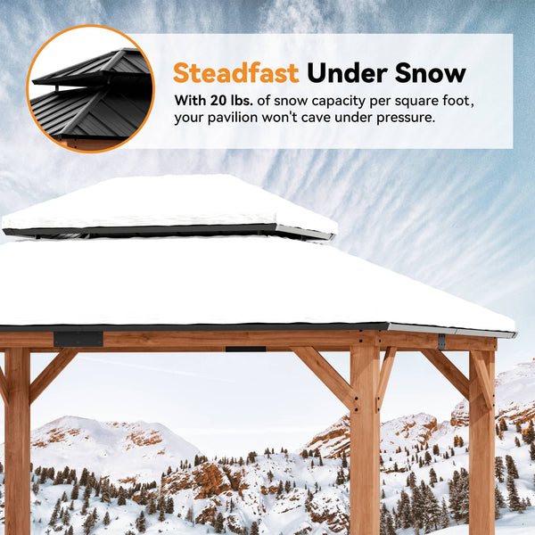 11'x13' Rosewood Cedar Hardtop Gazebo