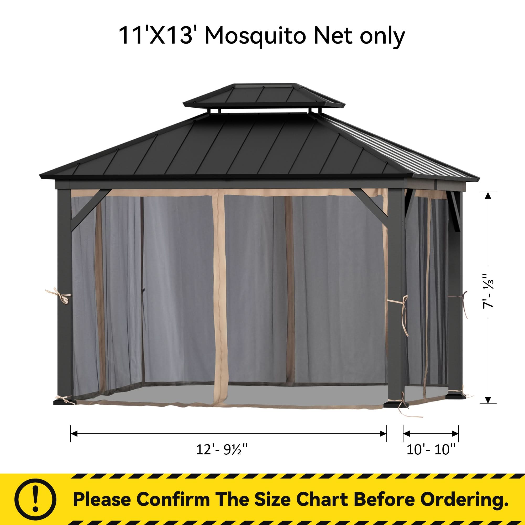 ネット ９ｍ×４ｍ、８ｍ×４ｍ 11'x13' Mosquito Netting for Gazebo with Two-way Zipper – Modern Shade