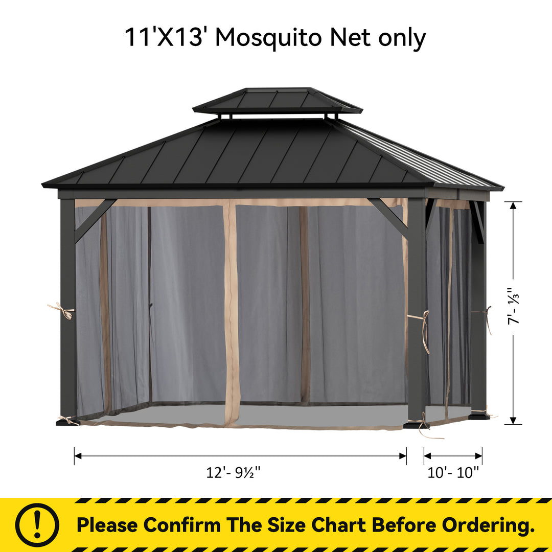 11x13 Mosquito Netting for Gazebo with Two-way Zipper