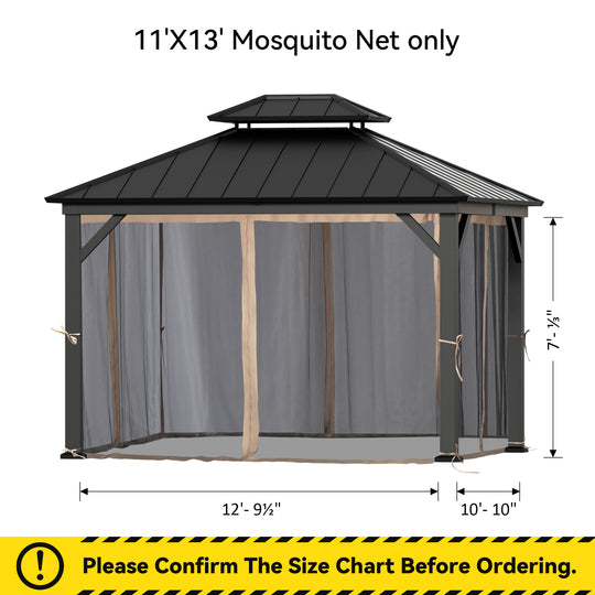 11x13 Mosquito Netting for Gazebo with Two-way Zipper