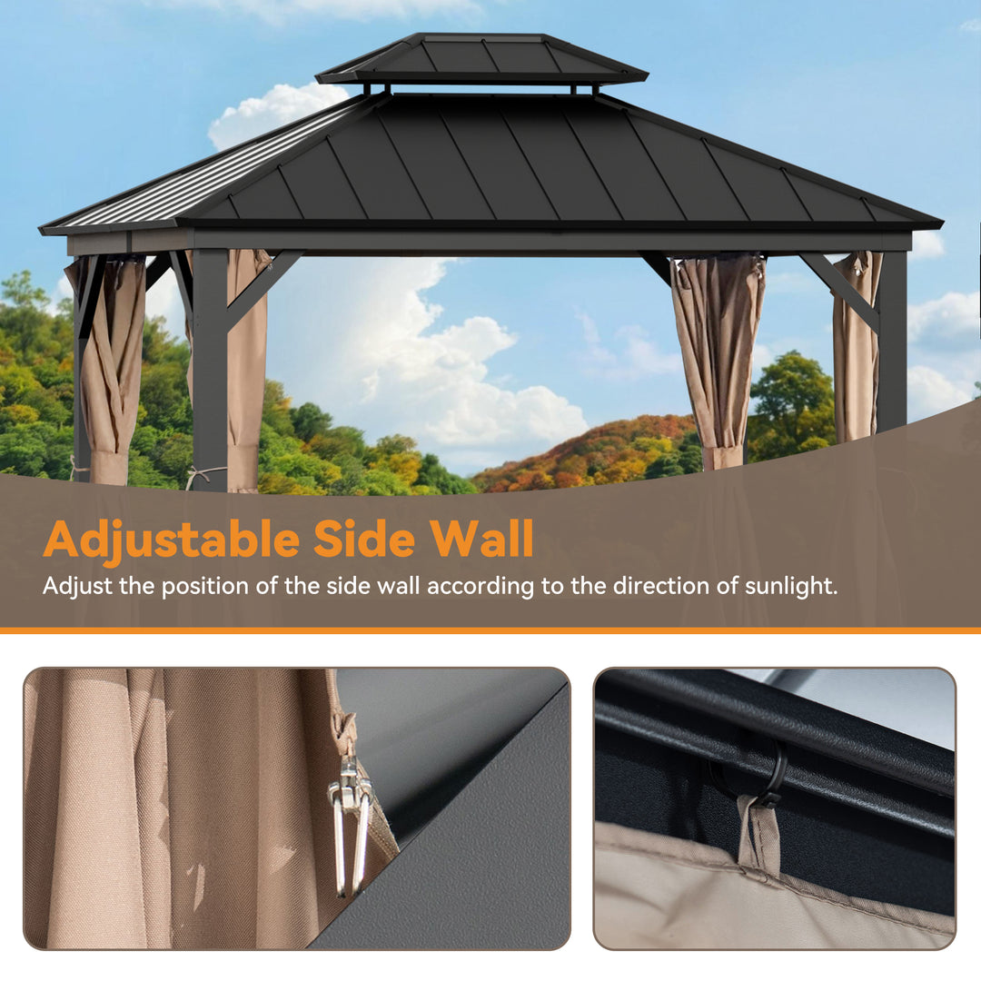 11x13 Privacy Curtain for Gazebo with Two-way Zipper