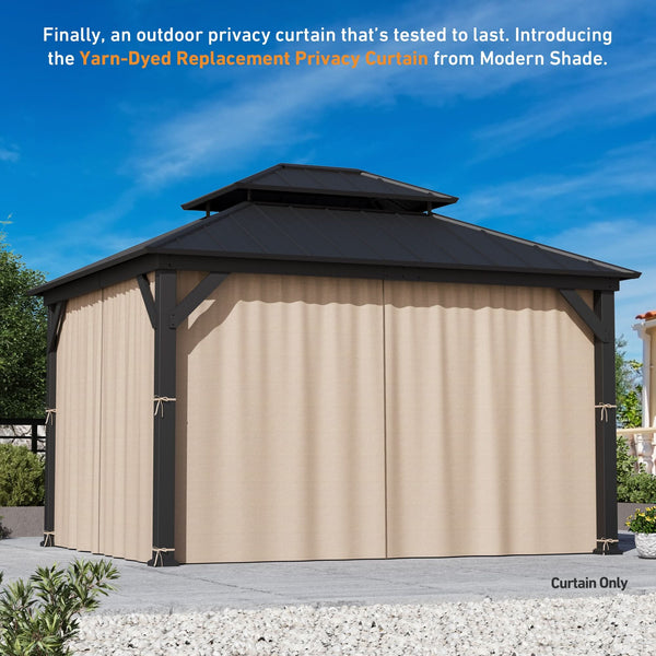 Yarn-dyed 11'x13' Privacy Curtain for Gazebo with Zipper