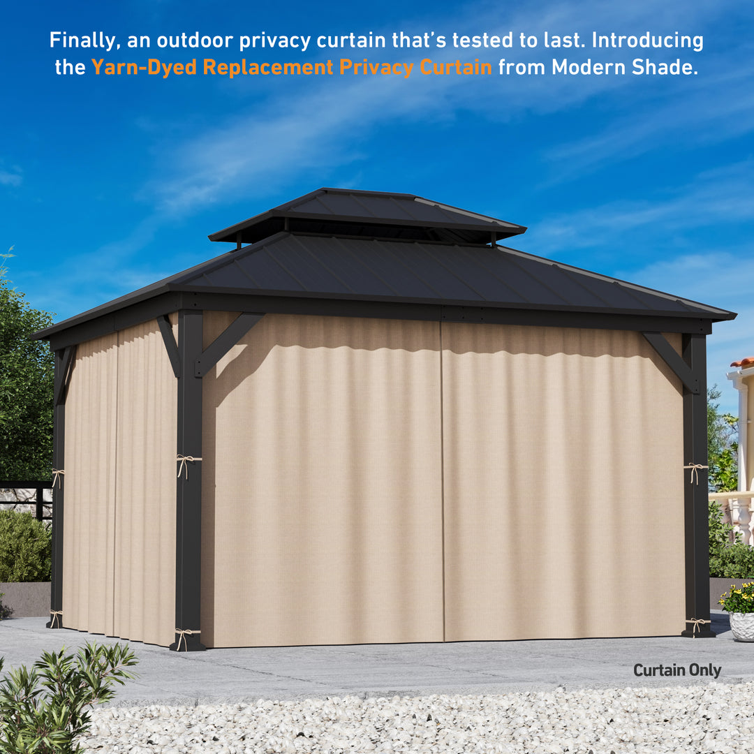 Yarn-dyed 11x13 Privacy Curtain for Gazebo with Zipper