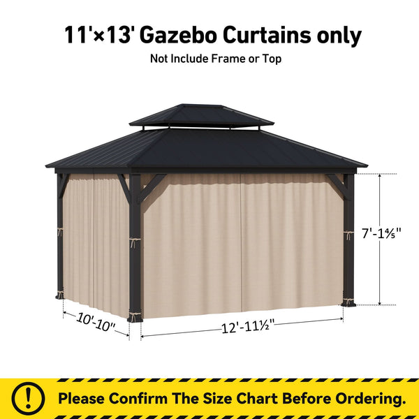 Yarn-dyed 11'x13' Privacy Curtain for Gazebo with Zipper