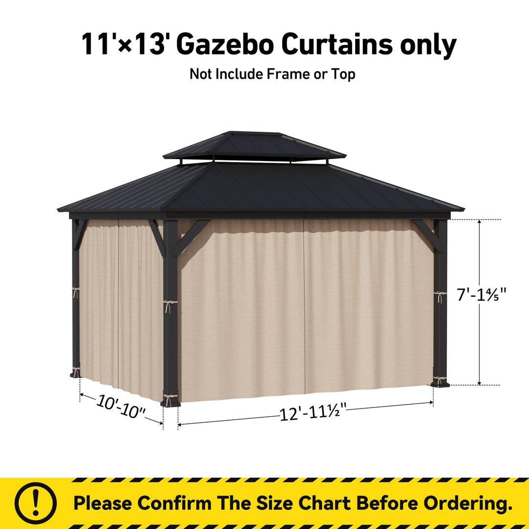Yarn-dyed 11x13 Privacy Curtain for Gazebo with Zipper