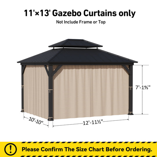 Yarn-dyed 11x13 Privacy Curtain for Gazebo with Zipper