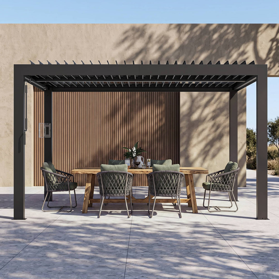 10'x12' Aurora Metall-Pergola mit verstellbaren Lamellen