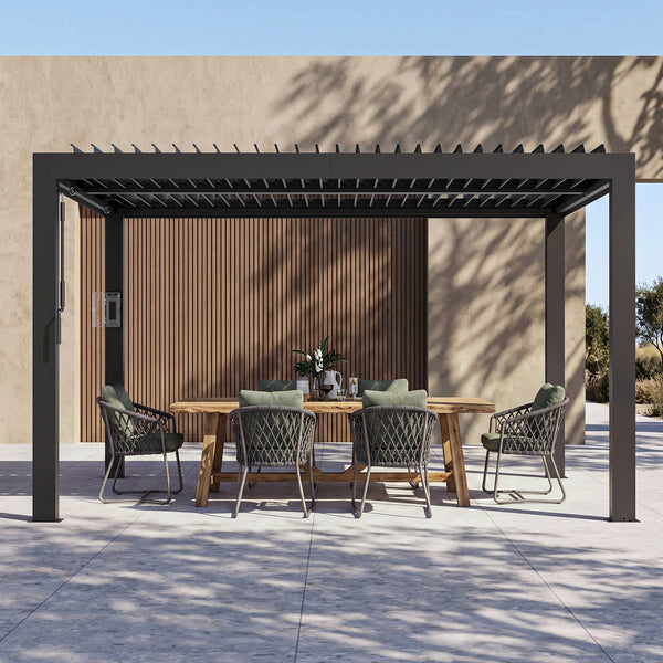 12'x12' Aurora Metal Pergola with Adjustable Louver