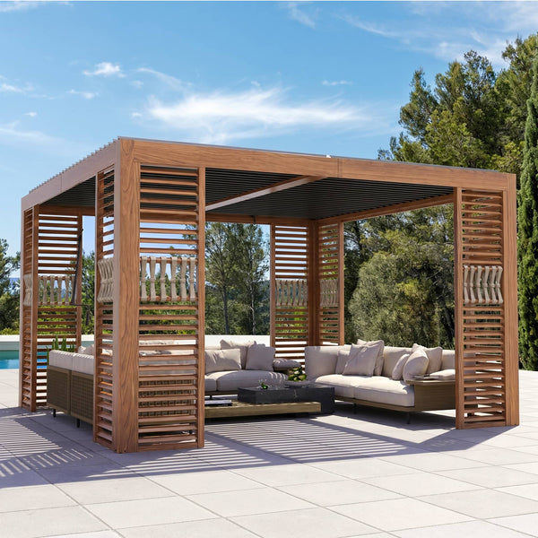 12'x12' Aurora Premium Metal Pergola with Adjustable Louver