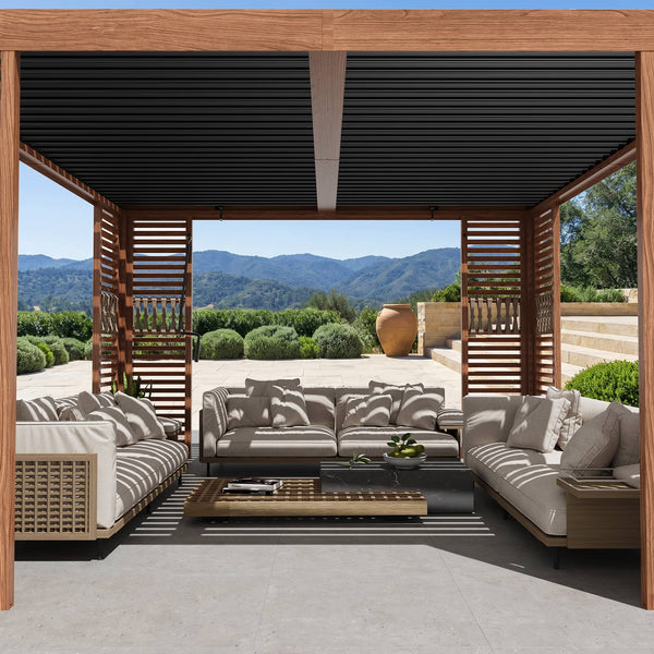 12'x12' Aurora Premium Metal Pergola with Adjustable Louver