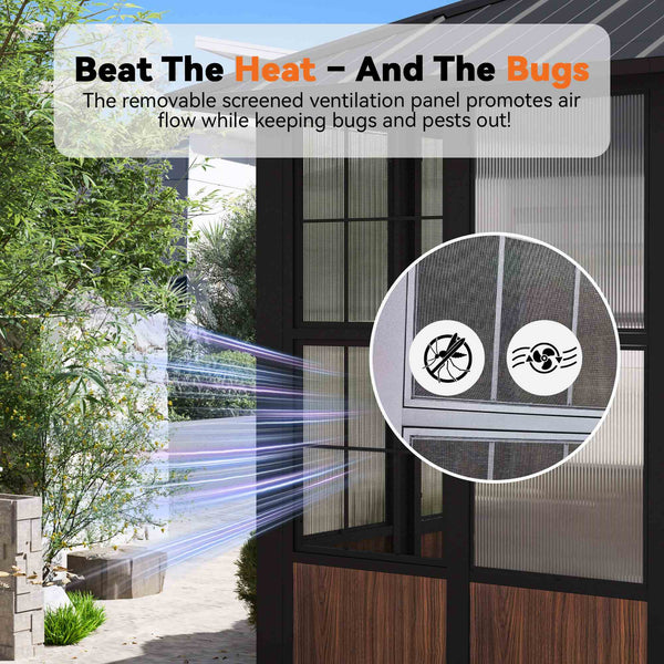 12'x12' Clario Solarium Hardtop Gazebo with Built-in TV Mount