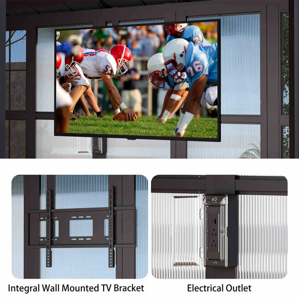 12'x12' Clario Solarium Hardtop Gazebo with Built-in TV Mount