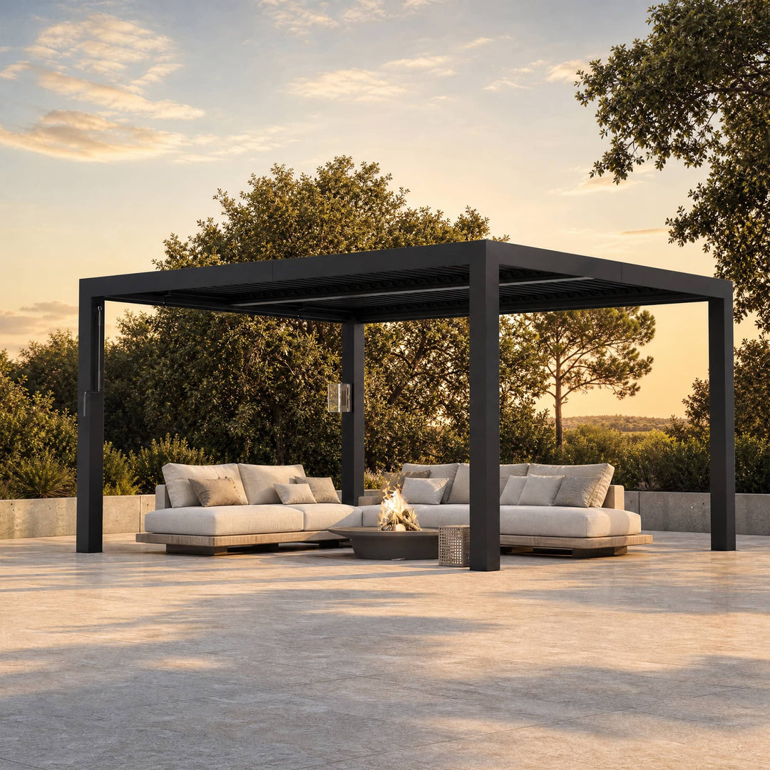 12'x14' Aurora Metal Pergola with Adjustable Louver