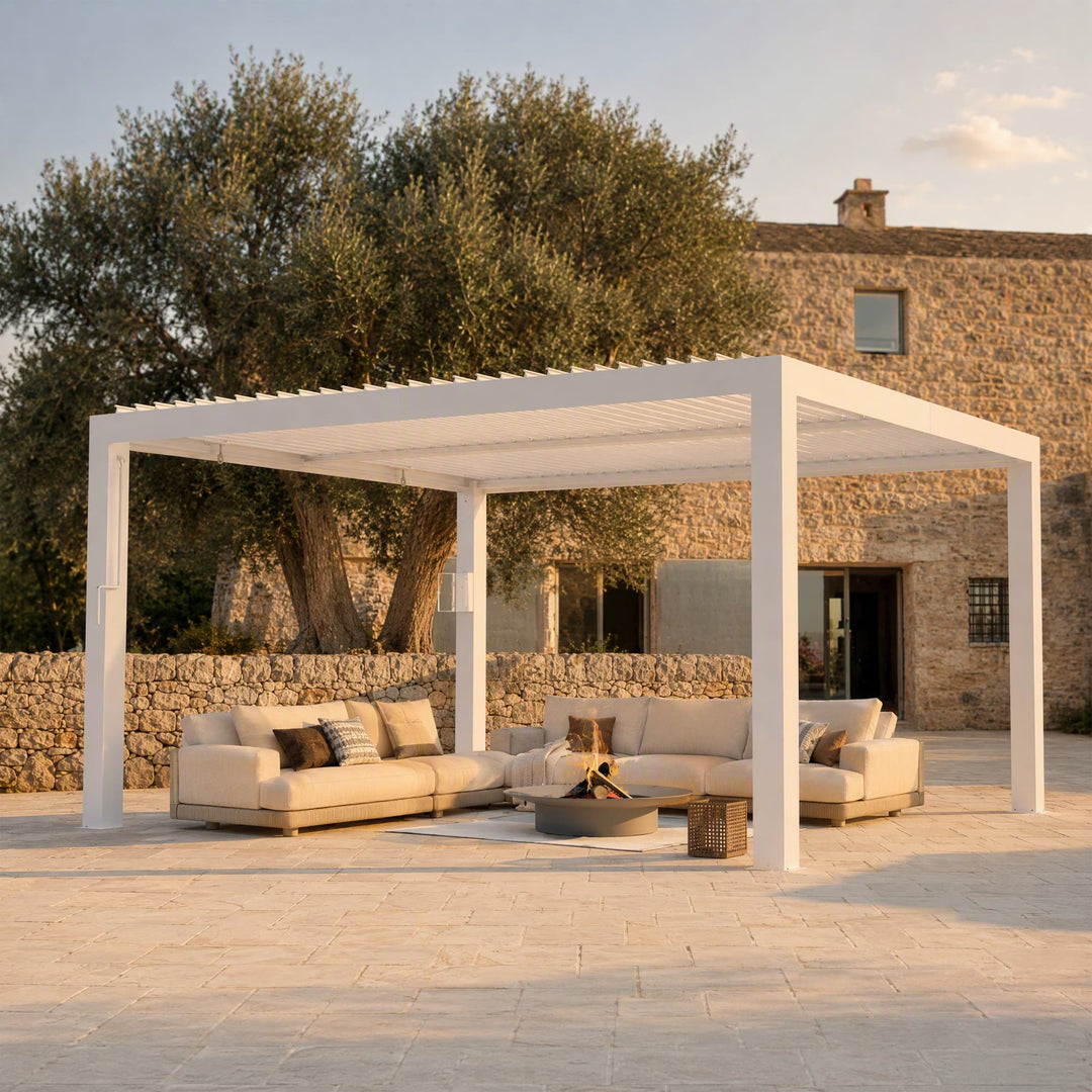 12'x14' Aurora Metal Pergola with Adjustable Louver