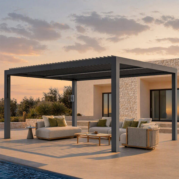 12'x16' Aurora Metal Pergola with Adjustable Louver