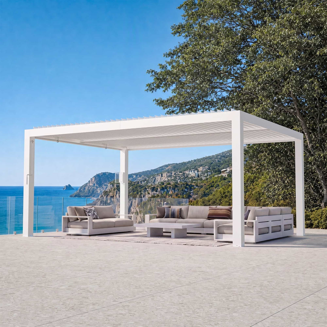 10'x12' Aurora Metall-Pergola mit verstellbaren Lamellen