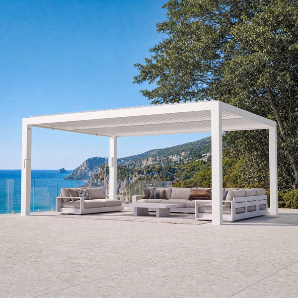 12'x16' Aurora Metal Pergola with Adjustable Louver