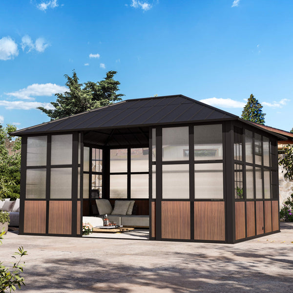 12'x16' Clario Solarium Hardtop Gazebo with Built-in TV Mount