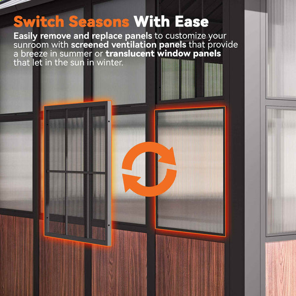 12'x16' Clario Solarium Hardtop Gazebo with Built-in TV Mount