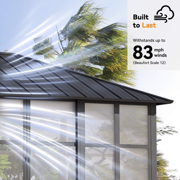 12'x16' Clario Solarium Hardtop Gazebo with Built-in TV Mount