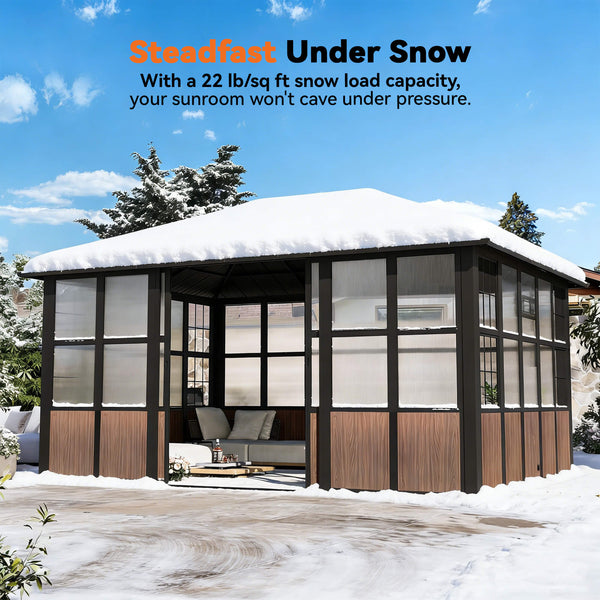 12'x16' Clario Solarium Hardtop Gazebo with Built-in TV Mount