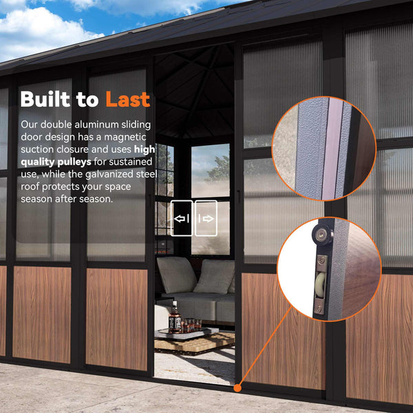 12'x16' Clario Solarium Hardtop Gazebo with Built-in TV Mount