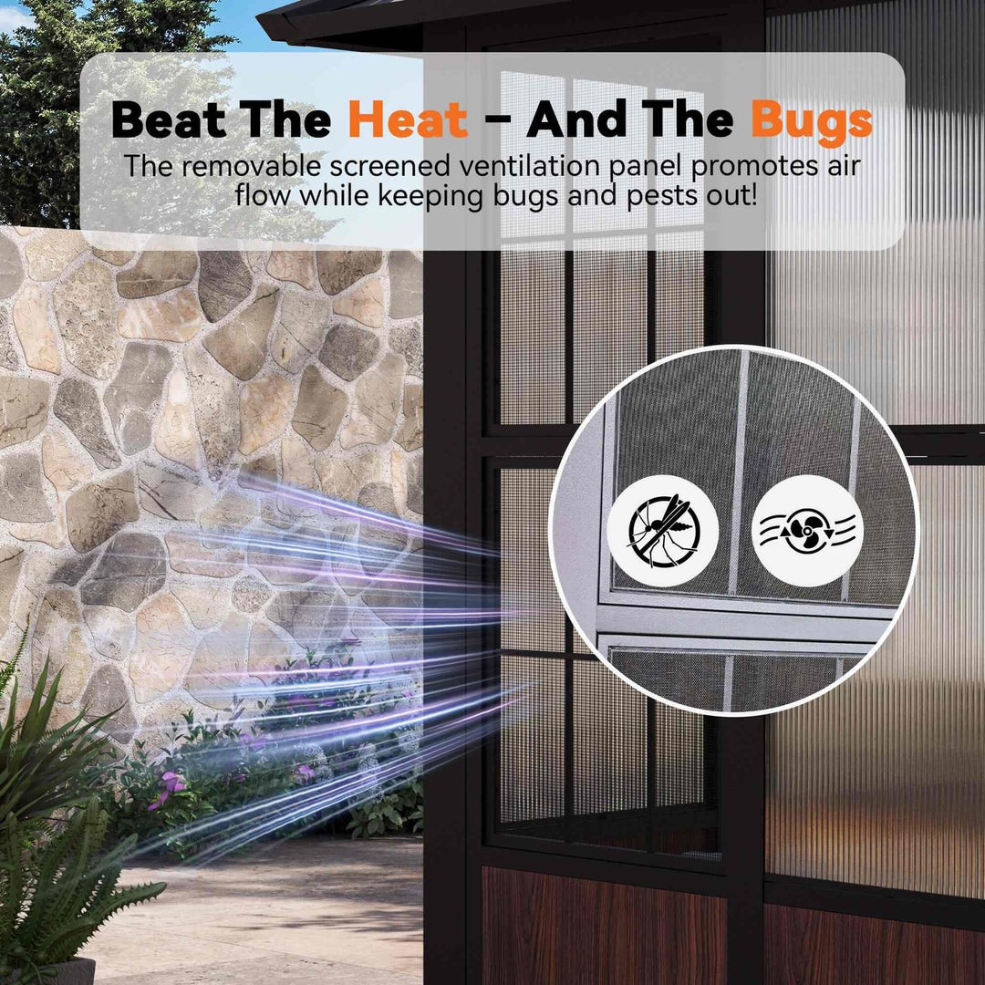 12'x16' Clario Solarium Hardtop Gazebo with Built-in TV Mount