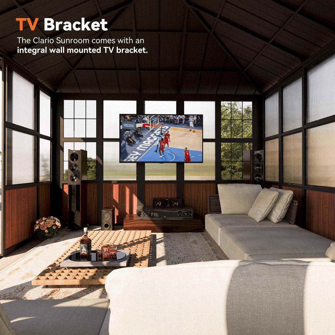 12'x16' Clario Solarium Hardtop Gazebo with Built-in TV Mount