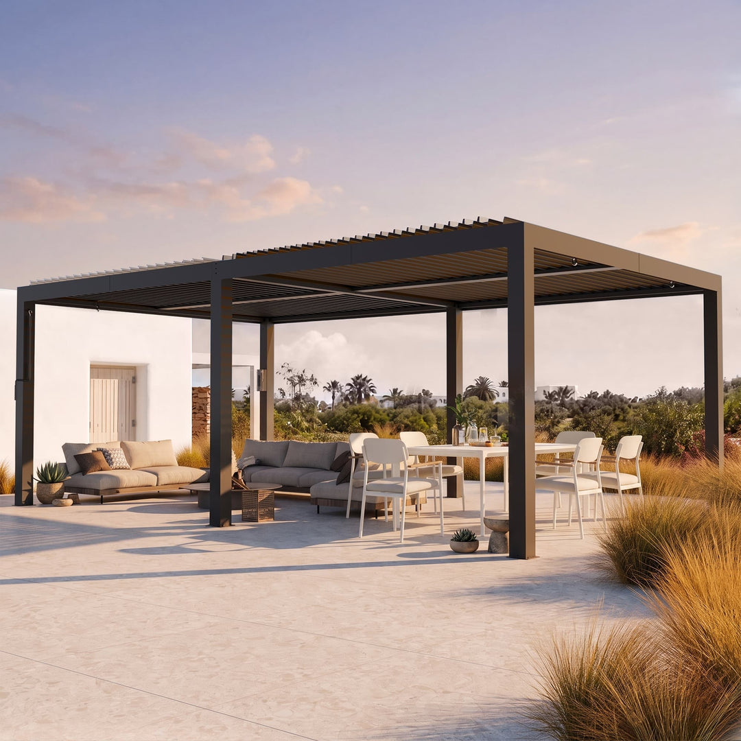 10'x12' Aurora Metall-Pergola mit verstellbaren Lamellen