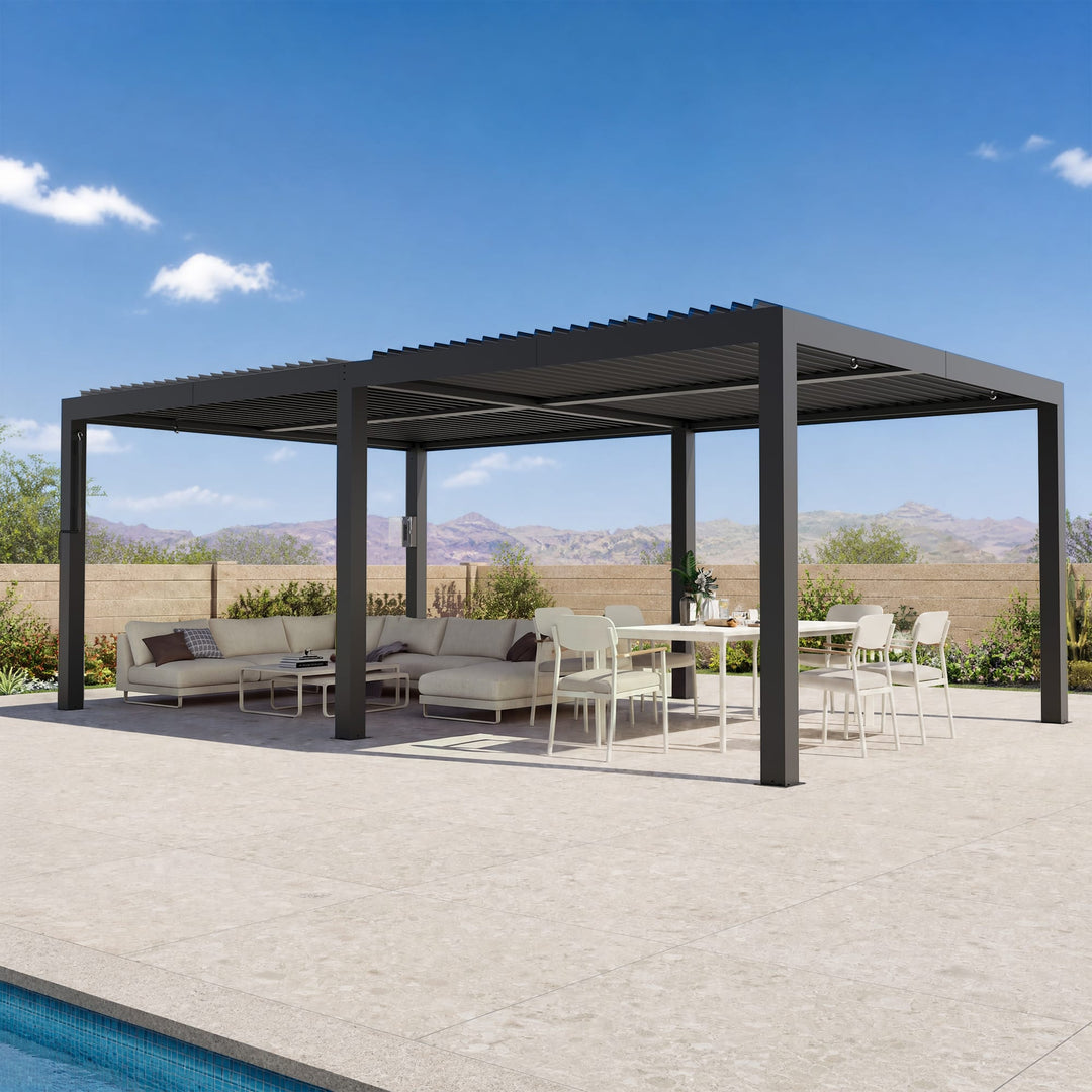 10'x12' Aurora Metall-Pergola mit verstellbaren Lamellen