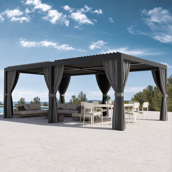 12'x20' Aurora Metal Pergola with Adjustable Louver