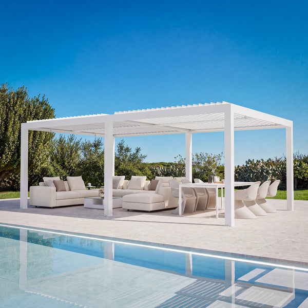 12'x20' Aurora Metal Pergola with Adjustable Louver