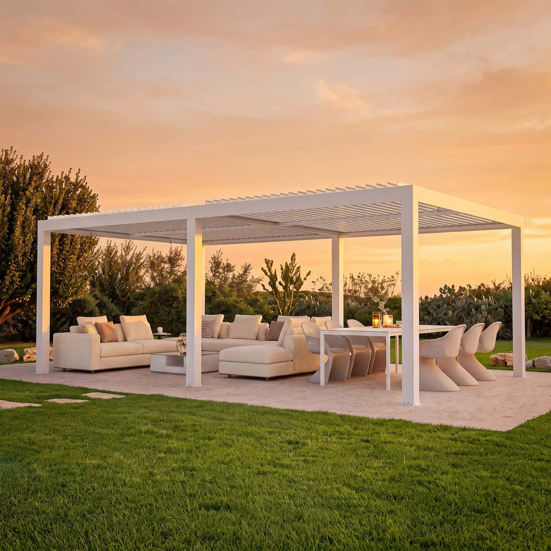10'x12' Aurora Metall-Pergola mit verstellbaren Lamellen