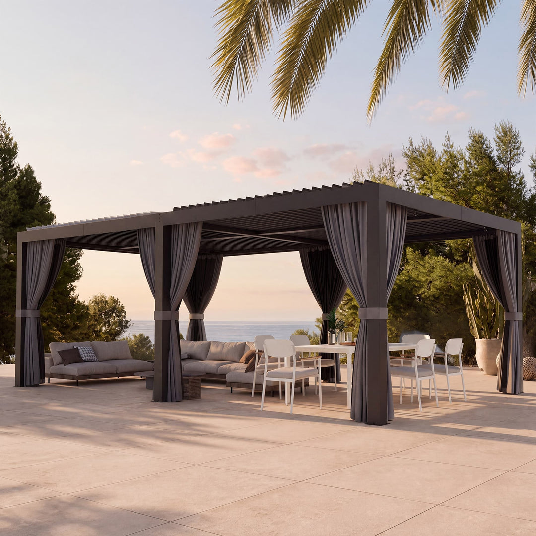 10'x12' Aurora Metall-Pergola mit verstellbaren Lamellen