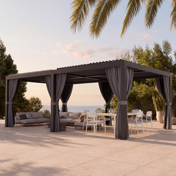 12'x20' Aurora Metal Pergola with Adjustable Louver