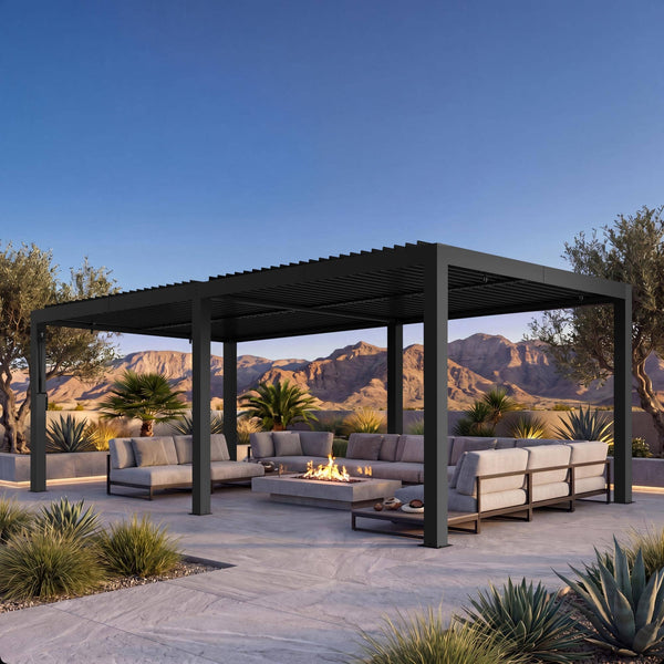 12'x20' Aurora Metal Pergola with Adjustable Louver