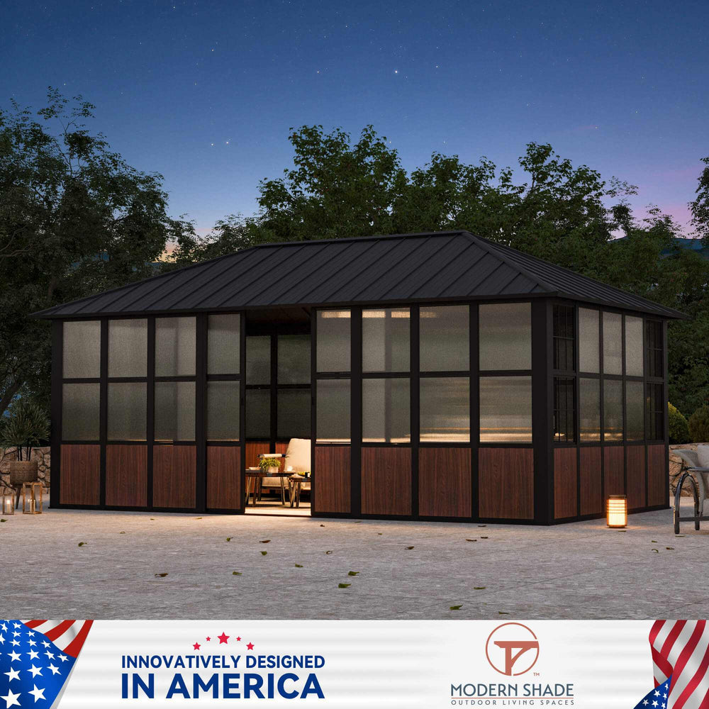 12'x20' Clario Solarium Hardtop Gazebo with Built-in TV Mount