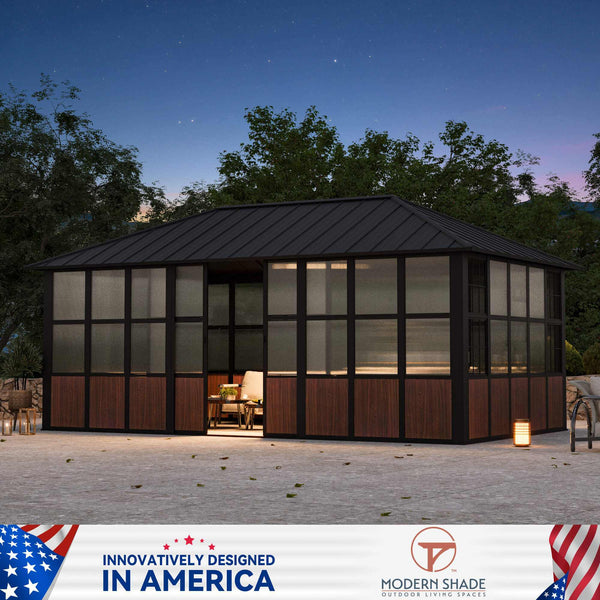 12'x20' Clario Solarium Hardtop Gazebo with Built-in TV Mount