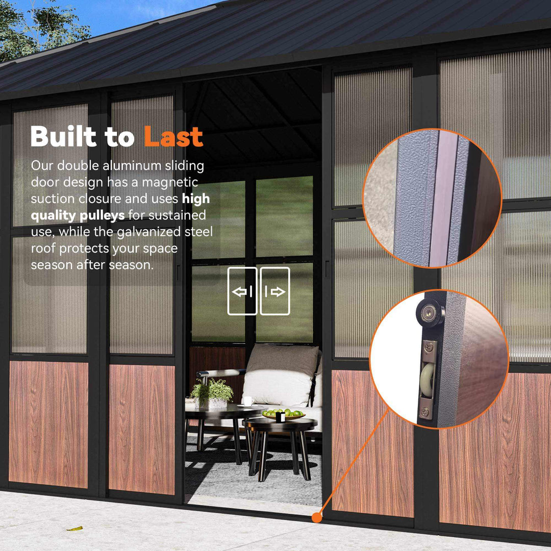 12'x20' Clario Solarium Hardtop Gazebo with Built-in TV Mount