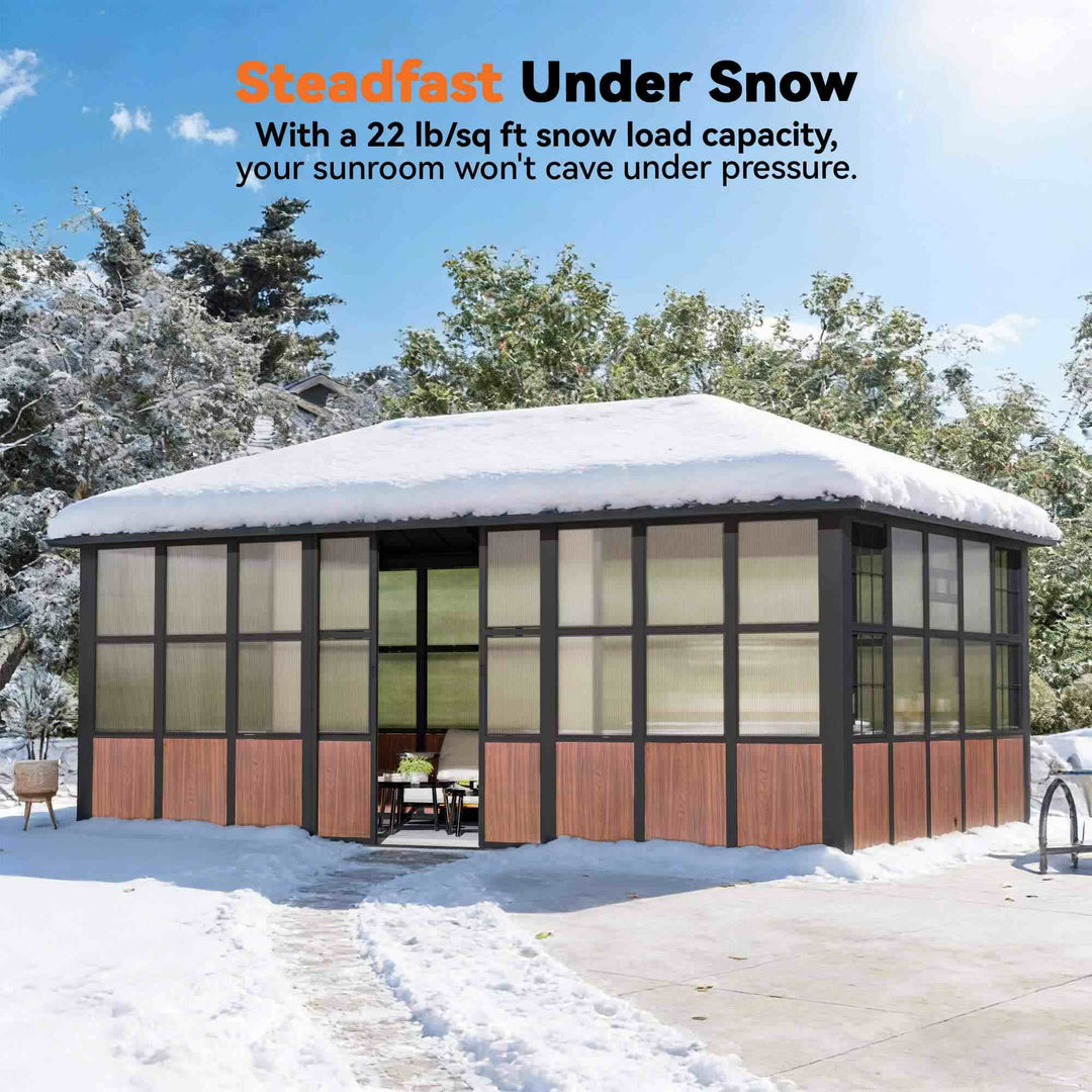 12'x20' Clario Solarium Hardtop Gazebo with Built-in TV Mount