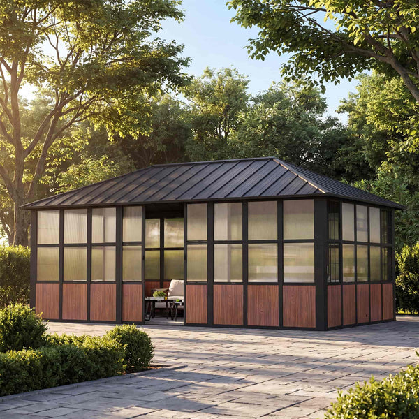 12'x20' Clario Solarium Hardtop Gazebo with Built-in TV Mount