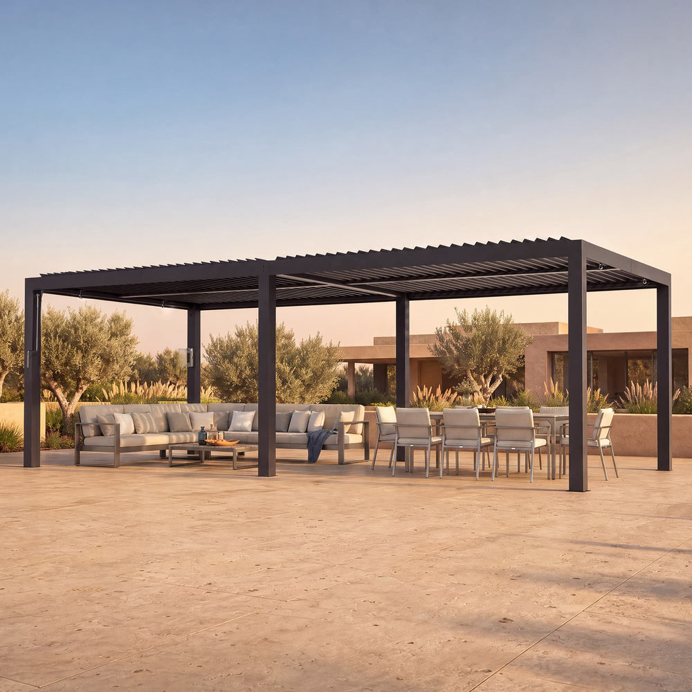 10'x12' Aurora Metall-Pergola mit verstellbaren Lamellen