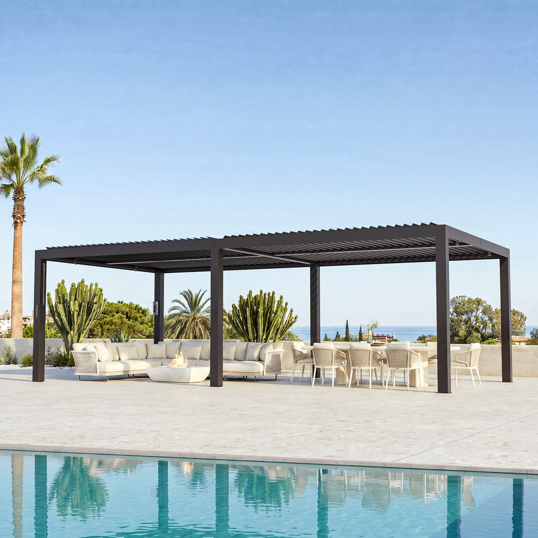 10'x12' Aurora Metall-Pergola mit verstellbaren Lamellen