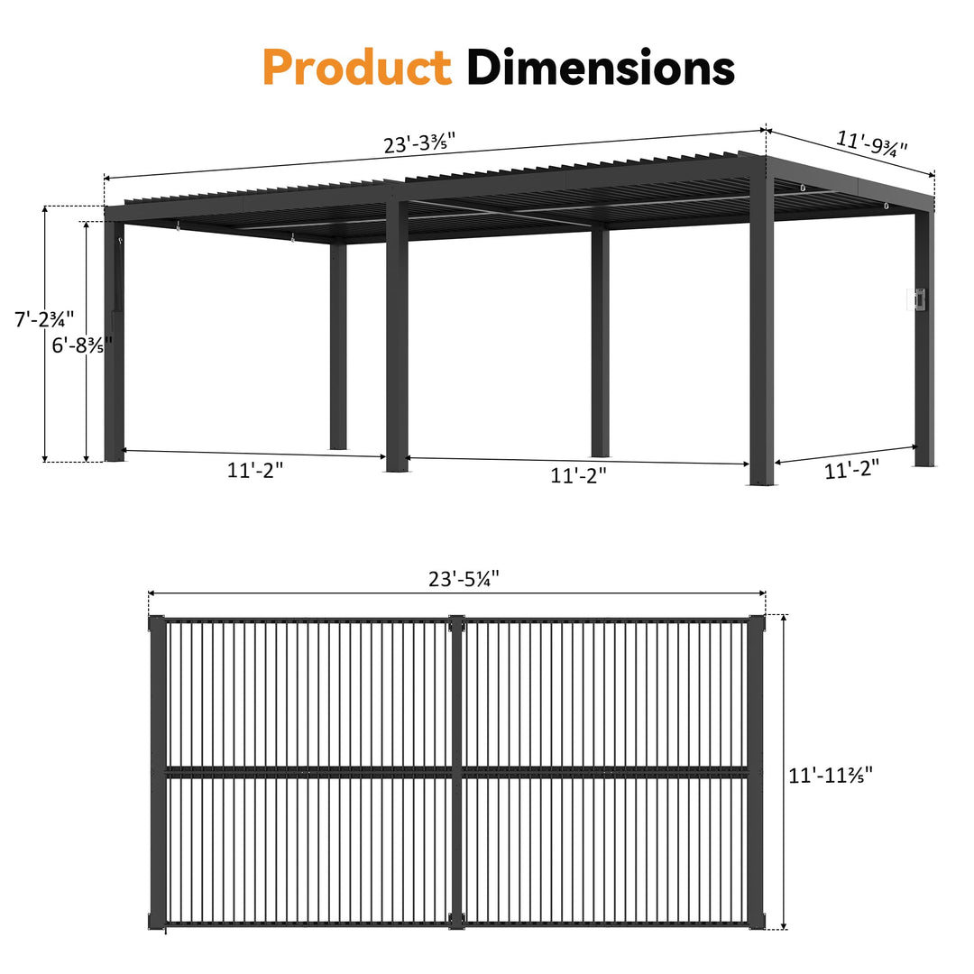 10'x12' Aurora Metall-Pergola mit verstellbaren Lamellen