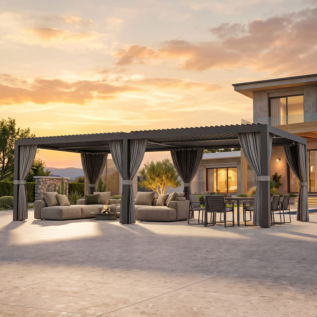 10'x12' Aurora Metall-Pergola mit verstellbaren Lamellen