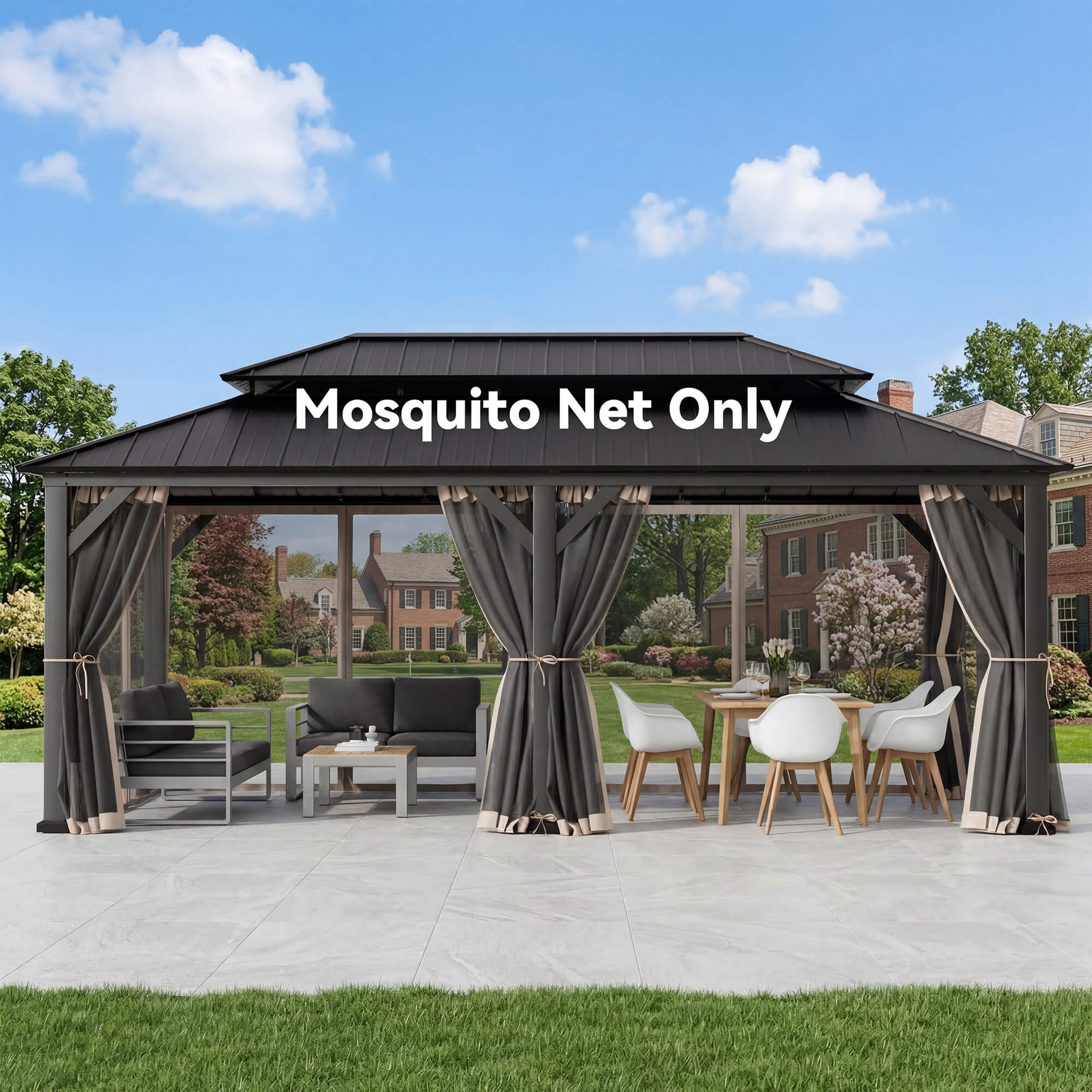 12'x24' Mosquito Netting for Gazebo with Two-way Zipper – Modern Shade