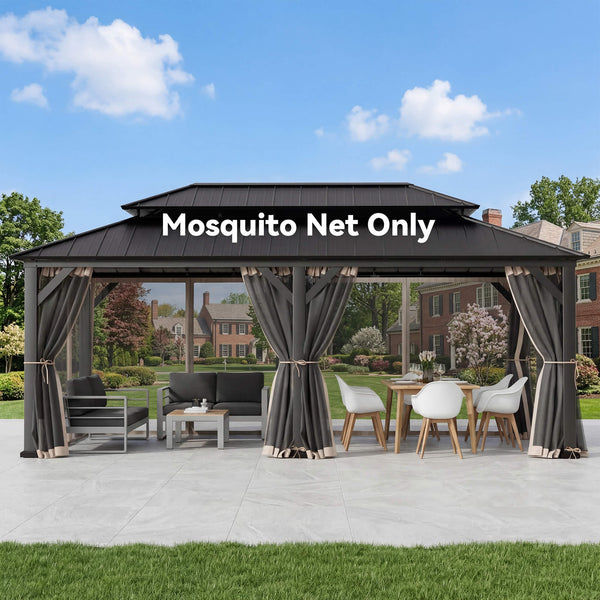 12'x24' Mosquito Netting for Gazebo with Two-way Zipper