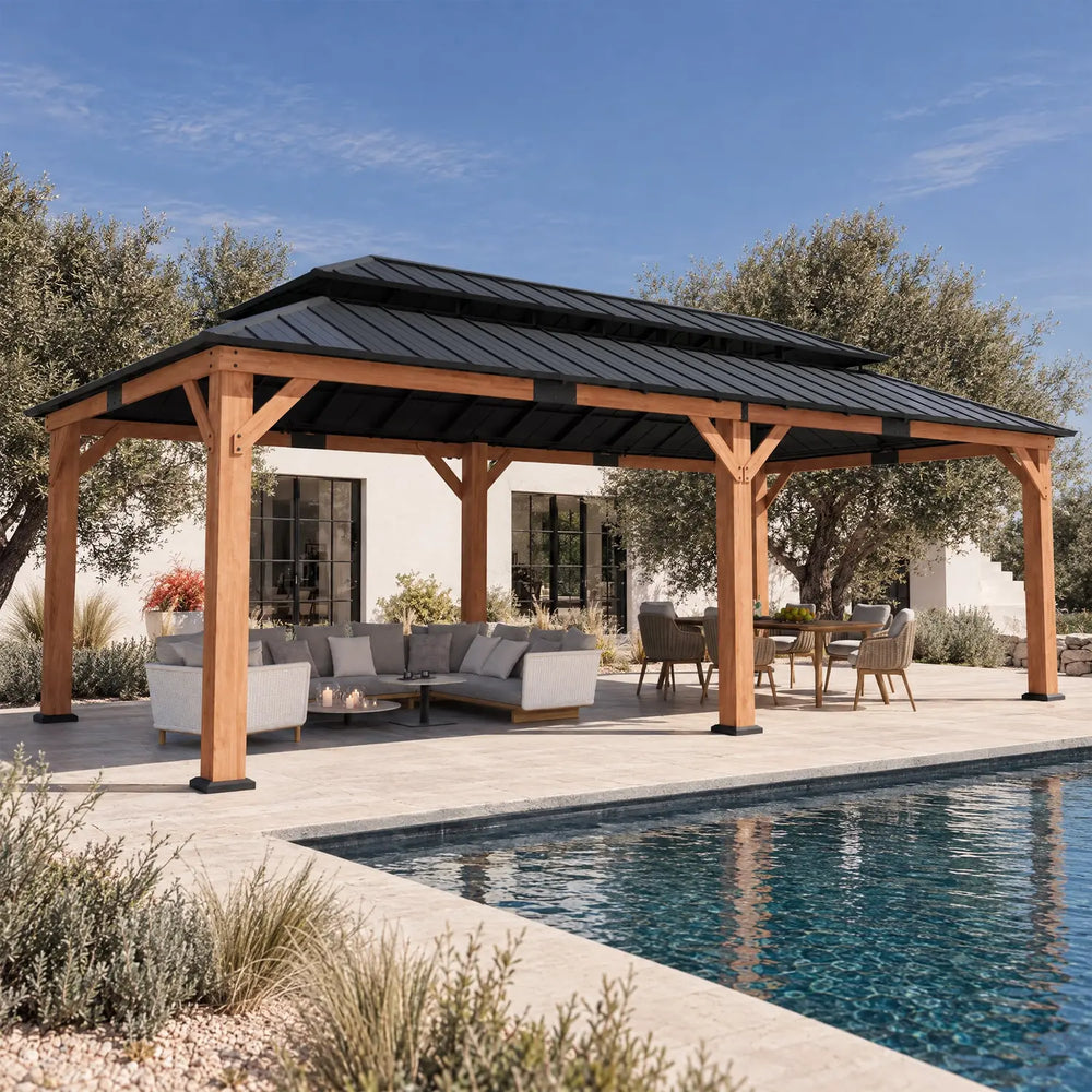 12'x24' Rosewood Cedar Hardtop Gazebo