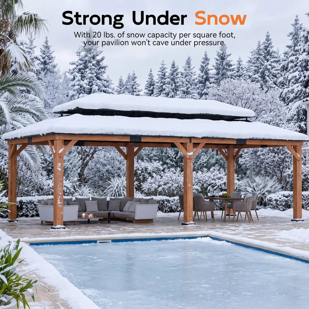 12'x24' Rosewood Cedar Hardtop Gazebo