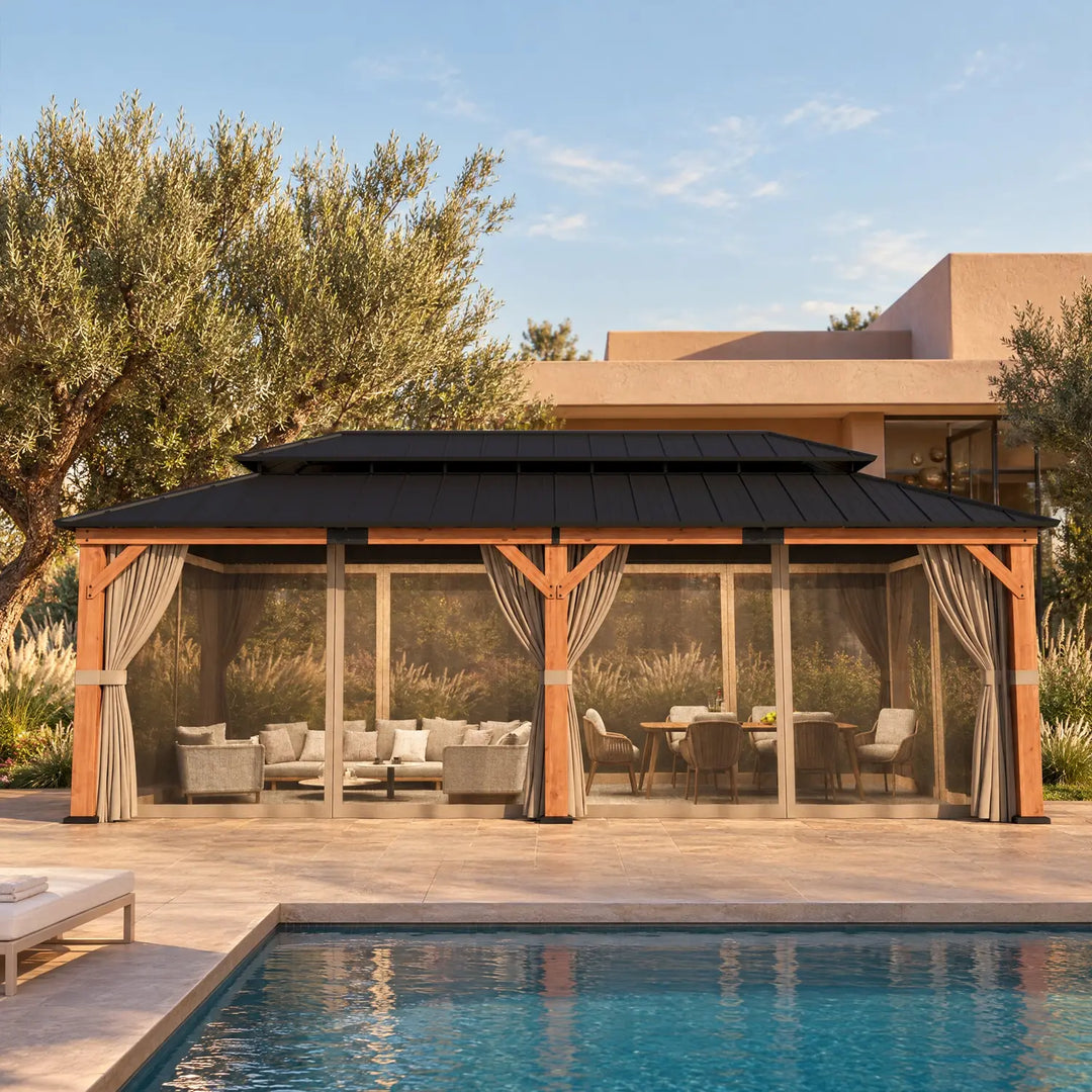 12'x24' Rosewood Cedar Hardtop Gazebo